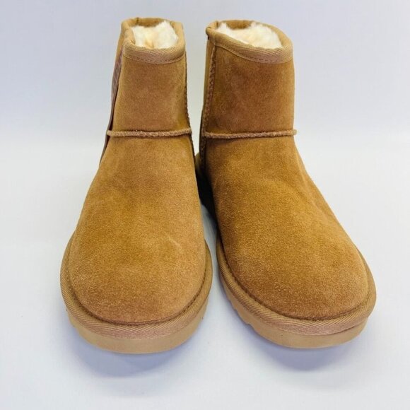 Ugg Australia Classic Mini Side Logo II Suede US Size 5 Tan Orange Logo - Picture 2 of 12